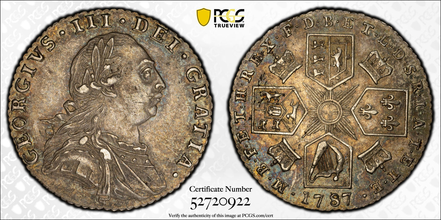 1787 Great Britain 6D Pence Sixpence PCGS AU58 S-3748 without Hearts
