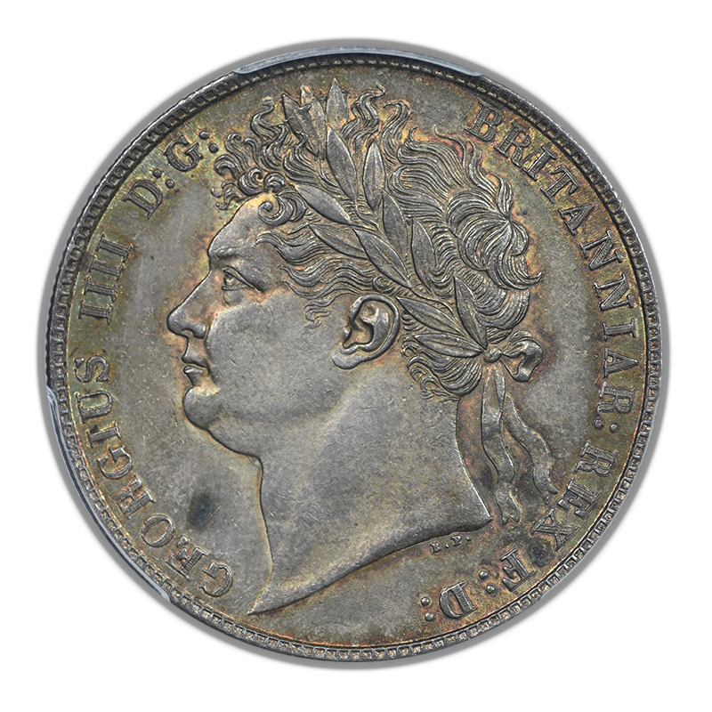 1824 Great Britain 1/2C Half Crown PCGS AU58 S-3808 Laureate Head - TONED!