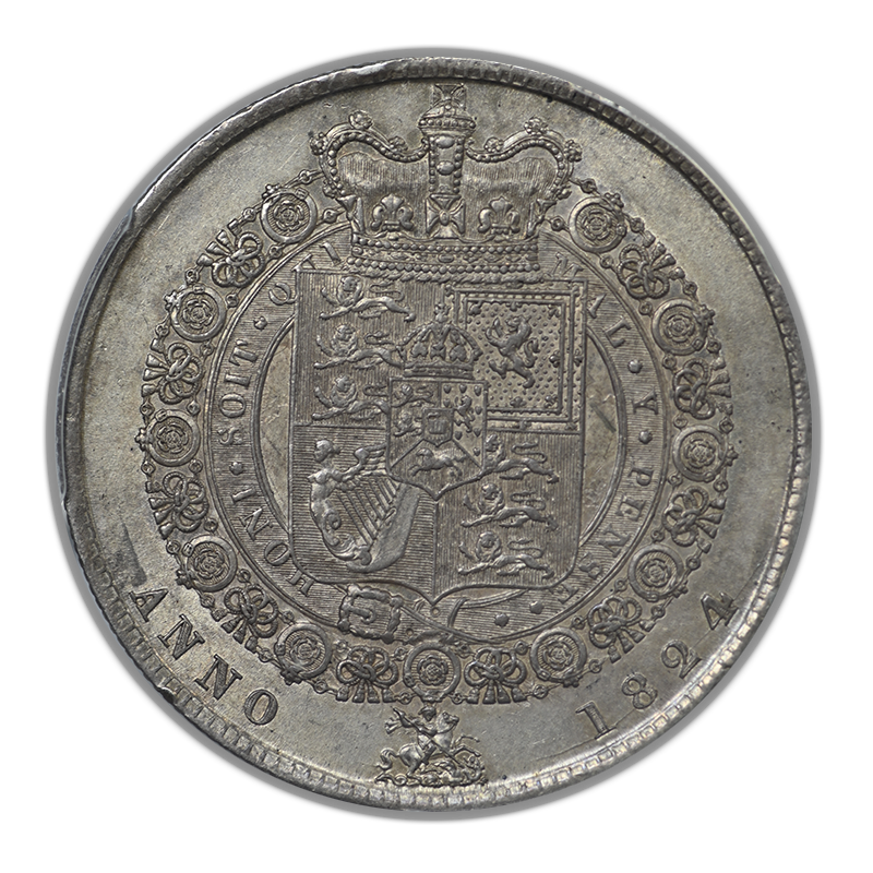 1824 Great Britain 1/2C Half Crown PCGS AU58 S-3808 Laureate Head - TONED!