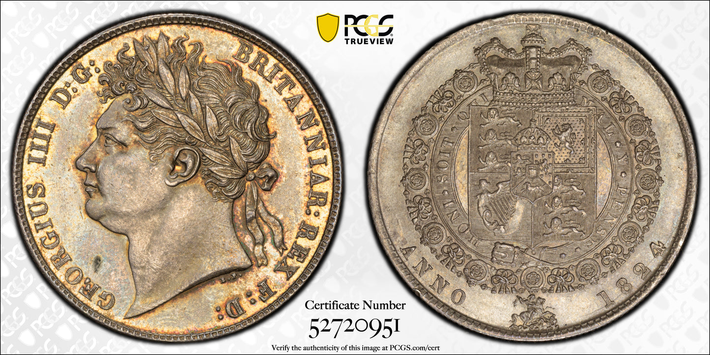 1824 Great Britain 1/2C Half Crown PCGS AU58 S-3808 Laureate Head - TONED!