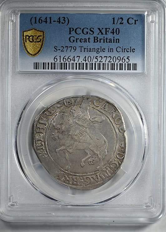 (1641-43) Great Britain 1/2C Half Crown PCGS XF40 S-2779 Triangle in Circle