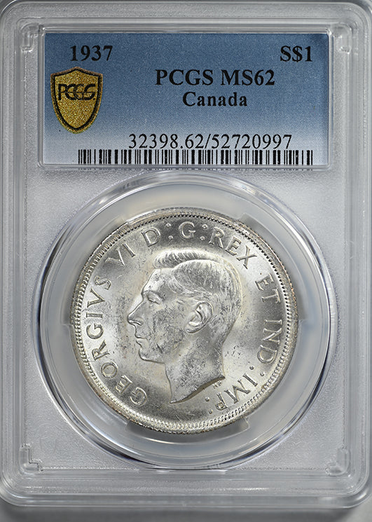 1937 Canada Silver Dollar $1 PCGS MS62