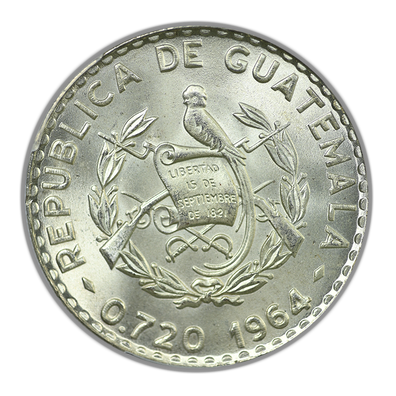 1964 Guatemala 25C Centavos PCGS MS66 KM-263 Ag