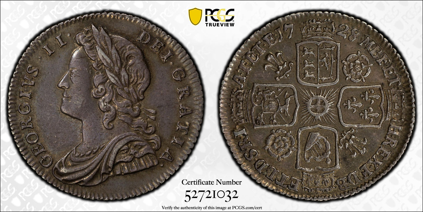1728 Great Britain 6D Pence Sixpence PCGS AU58 S-3707 Roses and Plumes