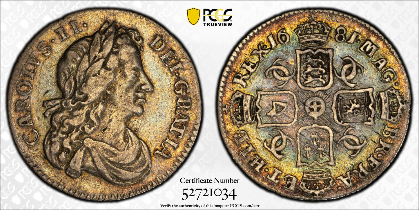 1681 Great Britain 6D Pence Sixpence PCGS XF40 S-3382 - TONED!