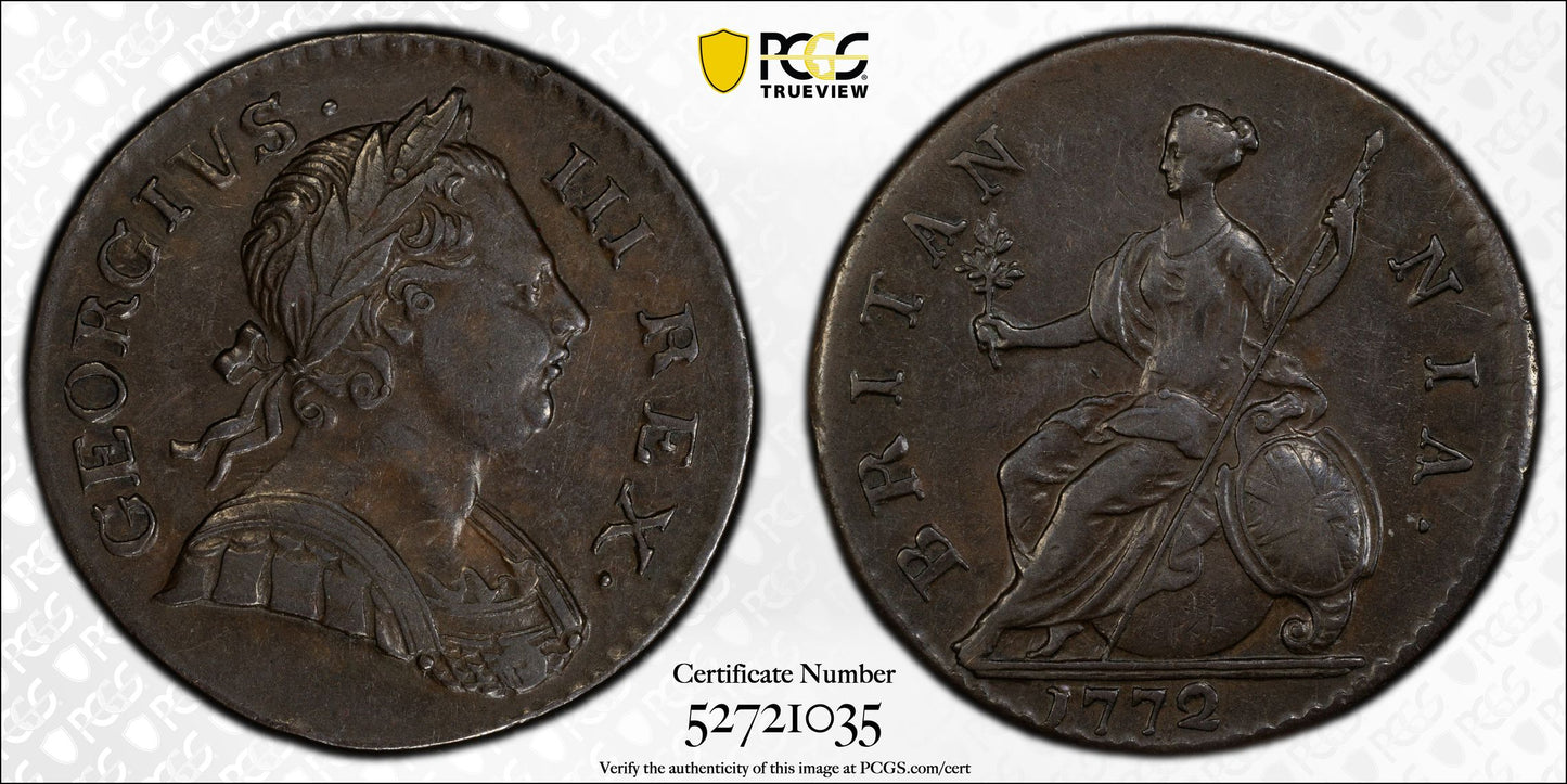 1772 Great Britain 1/2D Half Penny PCGS XF45 S-3774