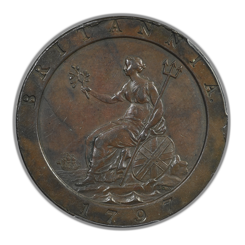1797 Great Britain 1D Penny PCGS AU55 S-3777 10 Leaves