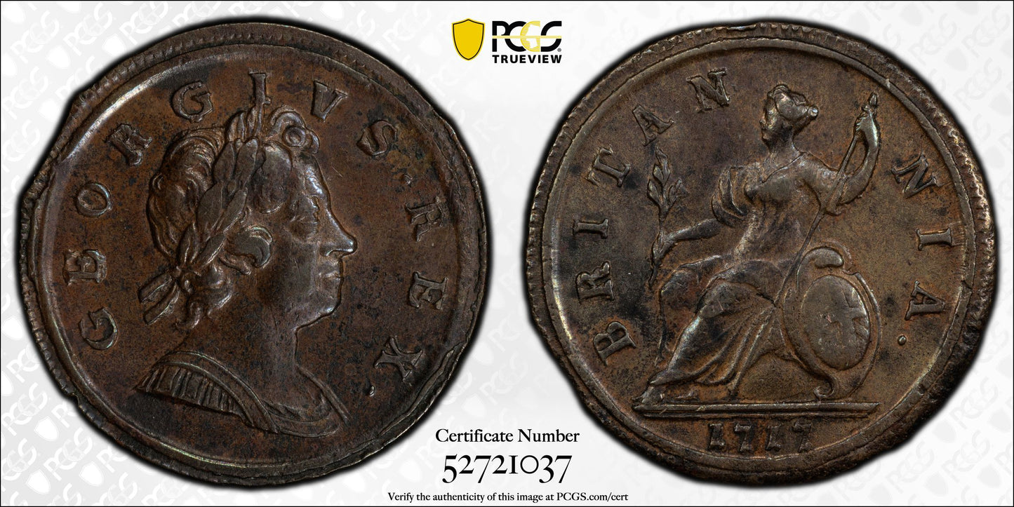 1717 Great Britain 1/2D Half Penny PCGS AU55 S-3659