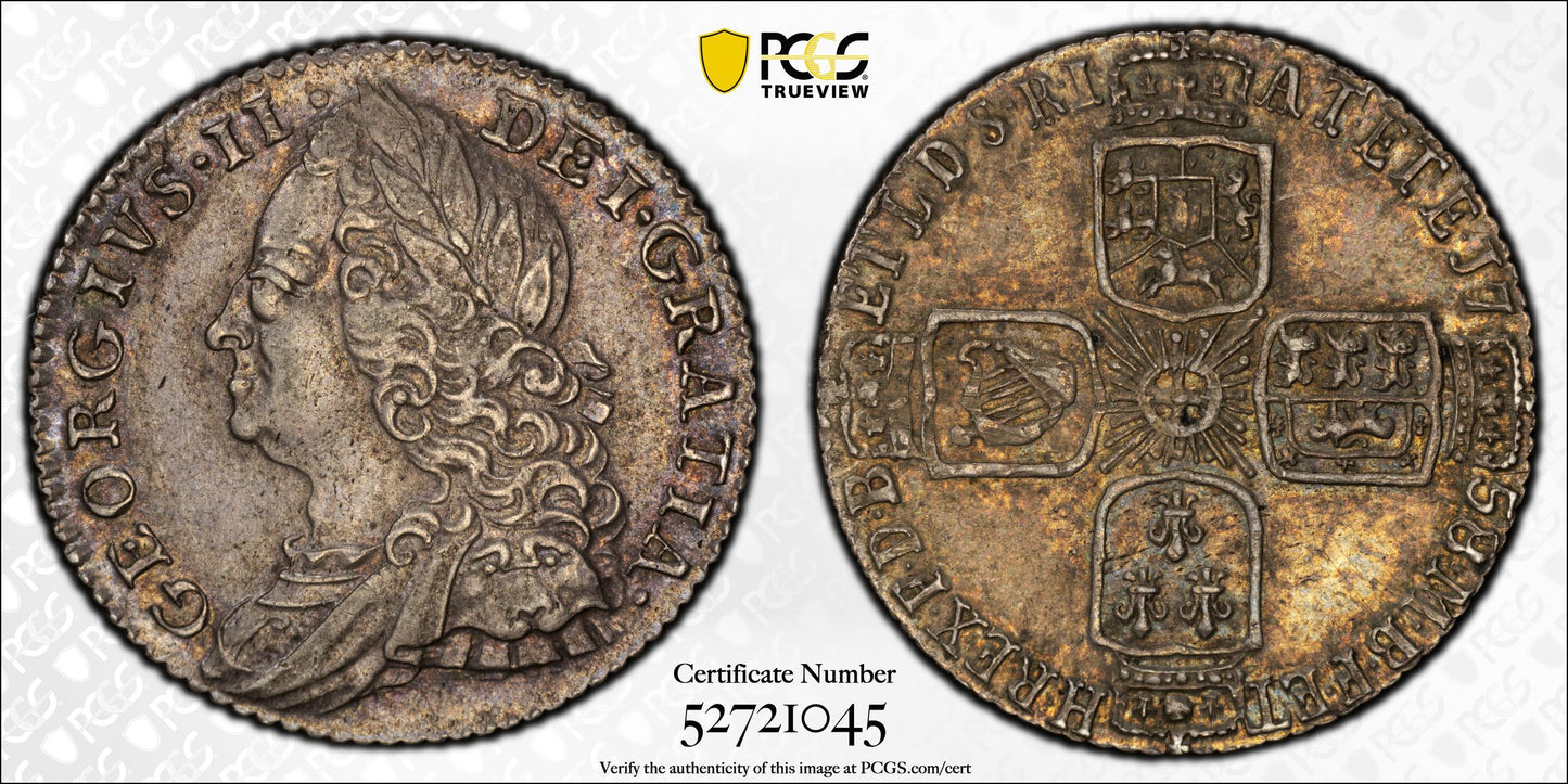 1758 Great Britain 6D Pence Sixpence PCGS AU53 S-3711