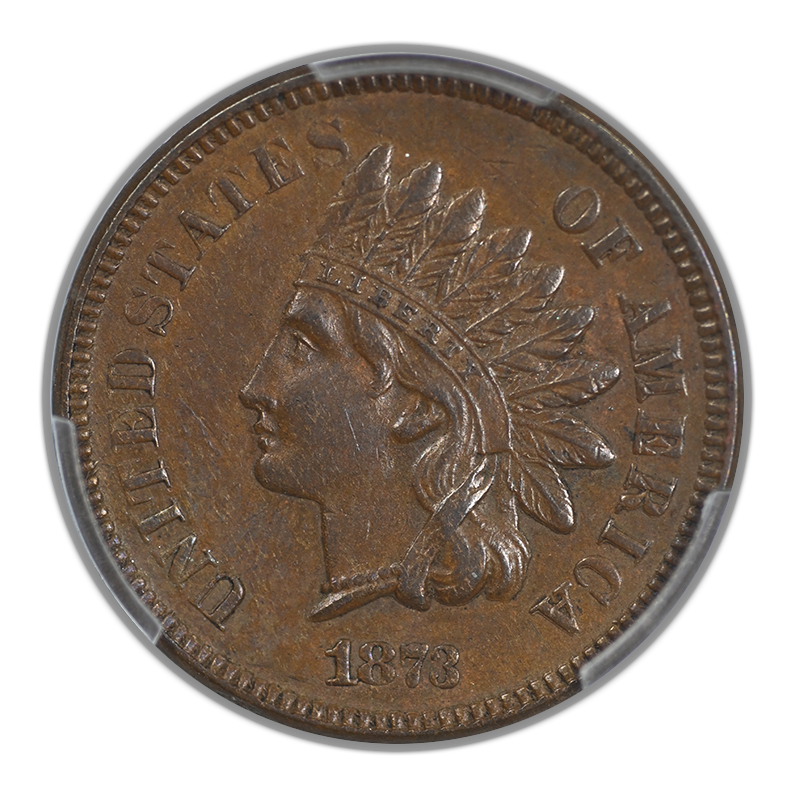 1873 Indian Head Cent 1C PCGS AU55 - Open 3