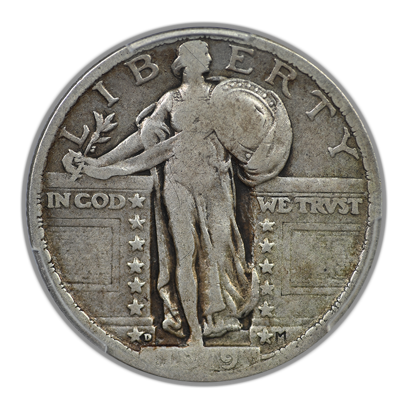 1919-D Standing Liberty Quarter 25C PCGS VG10