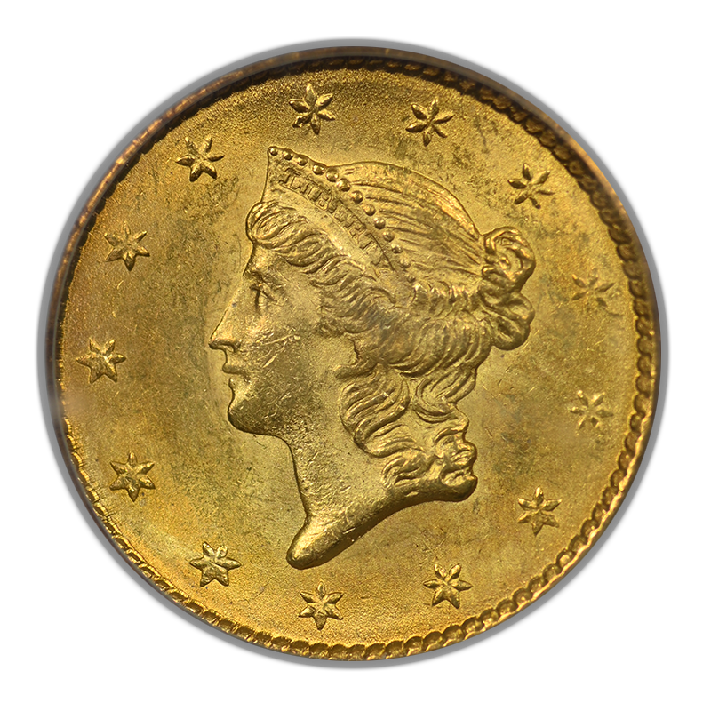 1851 Type 1 Liberty Head Gold Dollar G$1 PCGS MS63 OGH