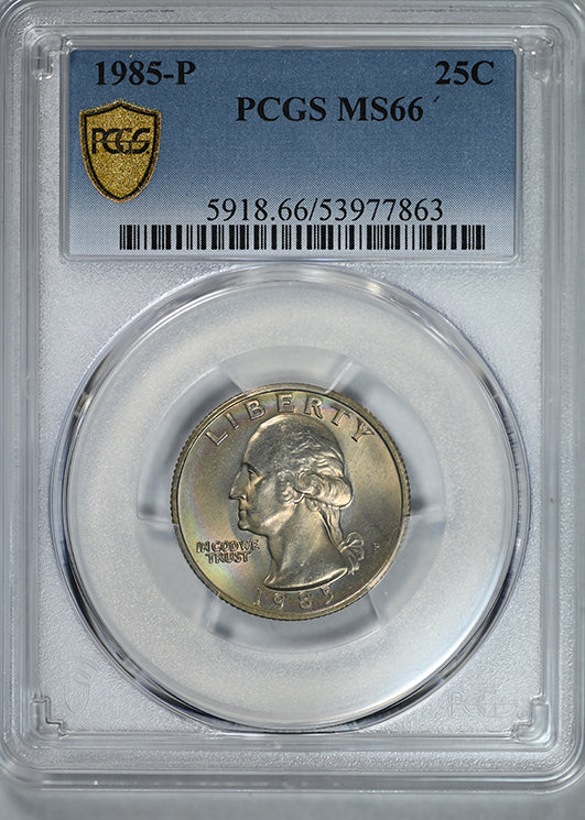 1985-P Washington Quarter 25C PCGS MS66 - TONED!