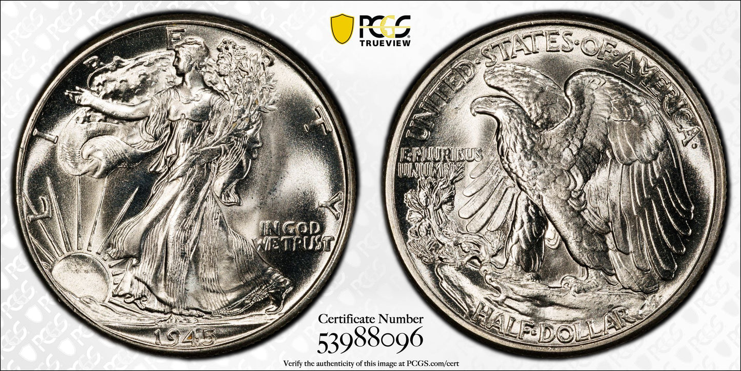1945 Walking Liberty Half Dollar 50C PCGS MS66