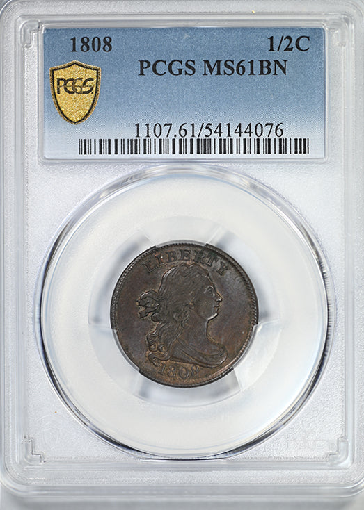 1808 Draped Bust Half Cent 1/2C PCGS MS61BN