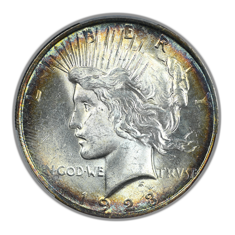 1923 Peace Dollar $1 PCGS MS63 CAC - TONED!