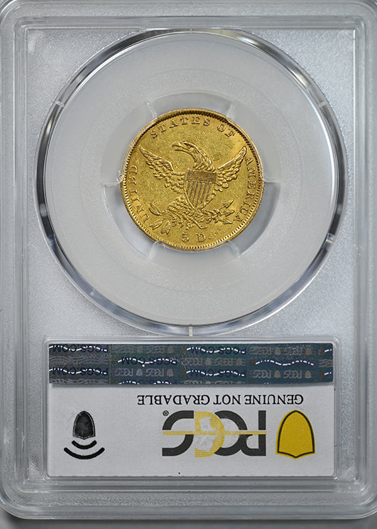 1836 Classic Head Gold Half Eagle $5 PCGS AU Detail