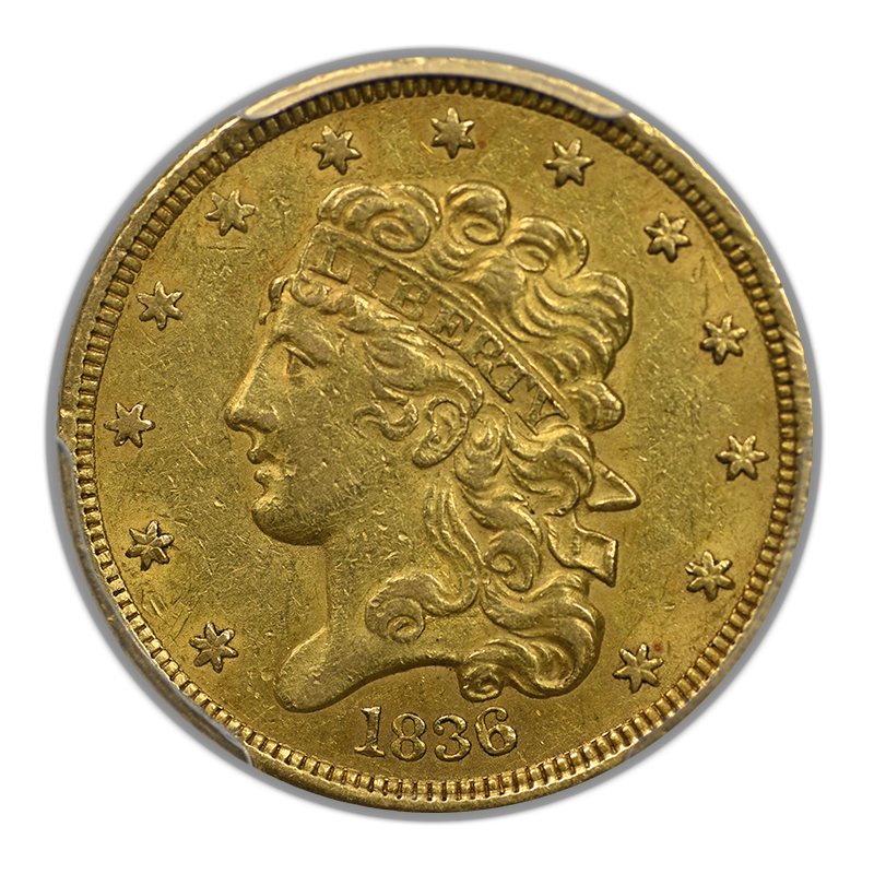 1836 Classic Head Gold Half Eagle $5 PCGS Genuine AU Detail