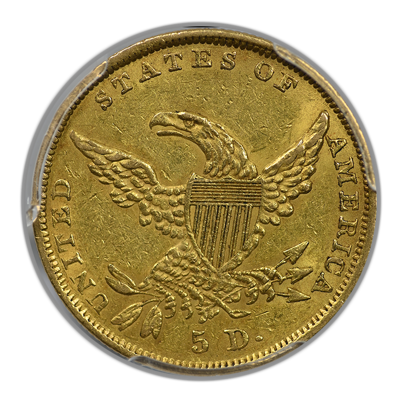 1836 Classic Head Gold Half Eagle $5 PCGS Genuine AU Detail