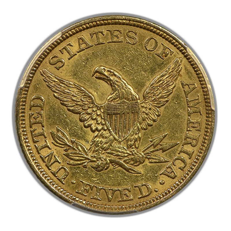 1843 Liberty Head Gold Half Eagle $5 PCGS AU53
