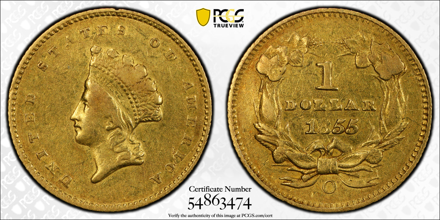 1855-O Type 2 Indian Princess Head Gold Dollar G$1 PCGS XF45