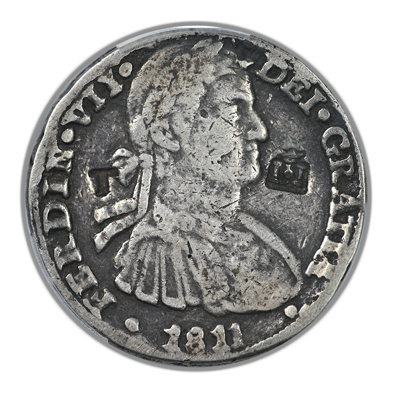 1811-CA RP Mexico Chihuahua 8R Reales PCGS F15 - C8.1.1 T & Pomegranate C/M's Countermark