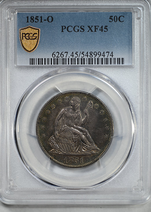 1851-O Liberty Seated Half Dollar 50C PCGS XF45