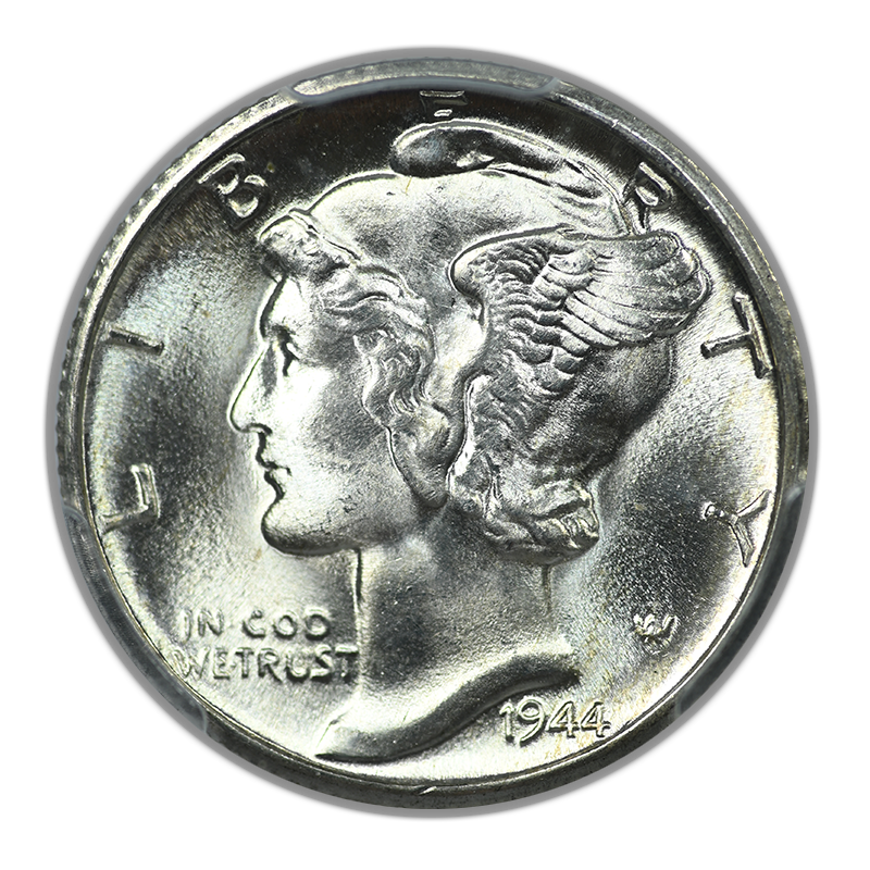 1944-D Mercury Dime 10C PCGS MS67FB - Full Bands