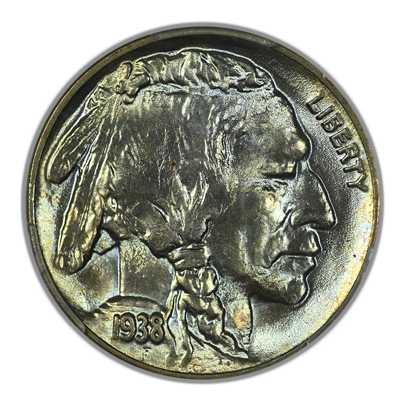 1938-D Buffalo Nickel 5C PCGS MS67 CAC - TONED!