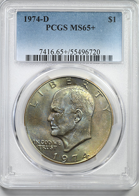 1974-D Clad Eisenhower Dollar $1 PCGS MS65+ - TONED!