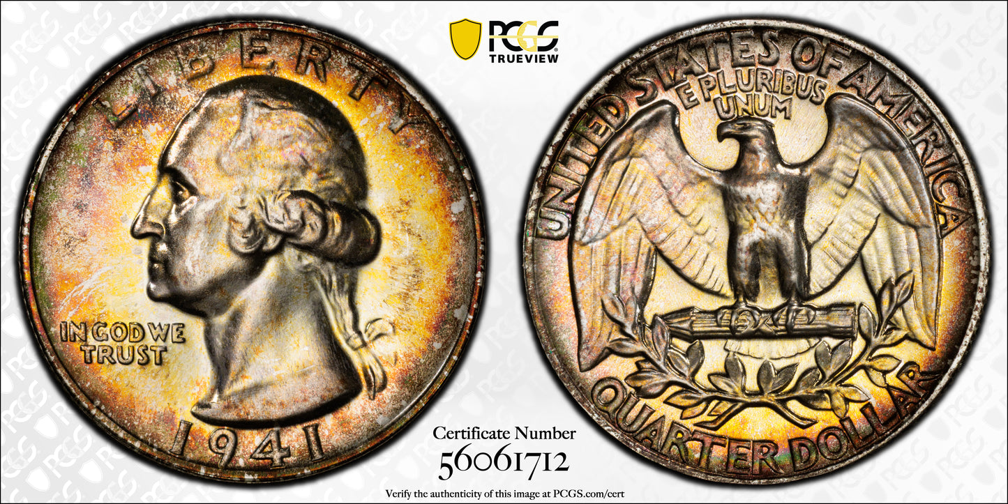1941 Proof Washington Quarter 25C PCGS PR66 - TONED!