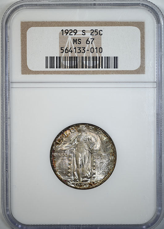 1929-S Standing Liberty Quarter 25C NGC MS67 Obverse Slab