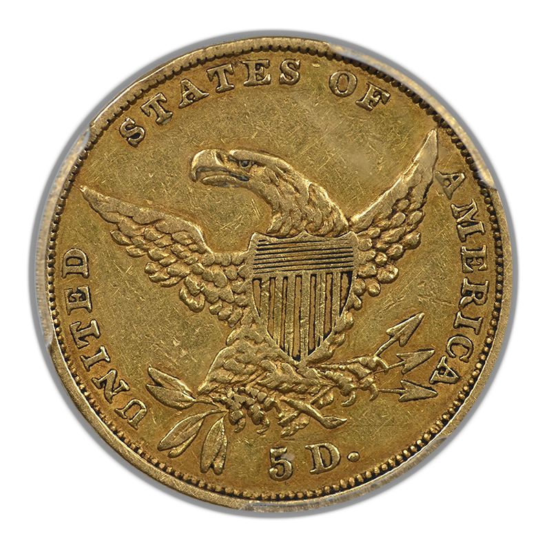 1834 Classic Head Gold Half Eagle $5 PCGS XF40 - Plain 4