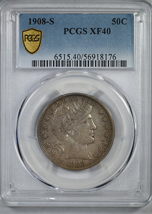 1908-S Barber Half Dollar 50C PCGS XF40