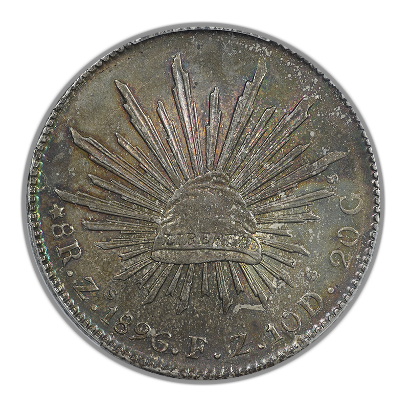 1896-Zs FZ Mexico 8R Reales PCGS MS62 Zs82 - TONED!