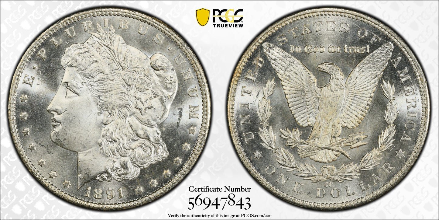 1891-CC Morgan Dollar $1 PCGS MS65