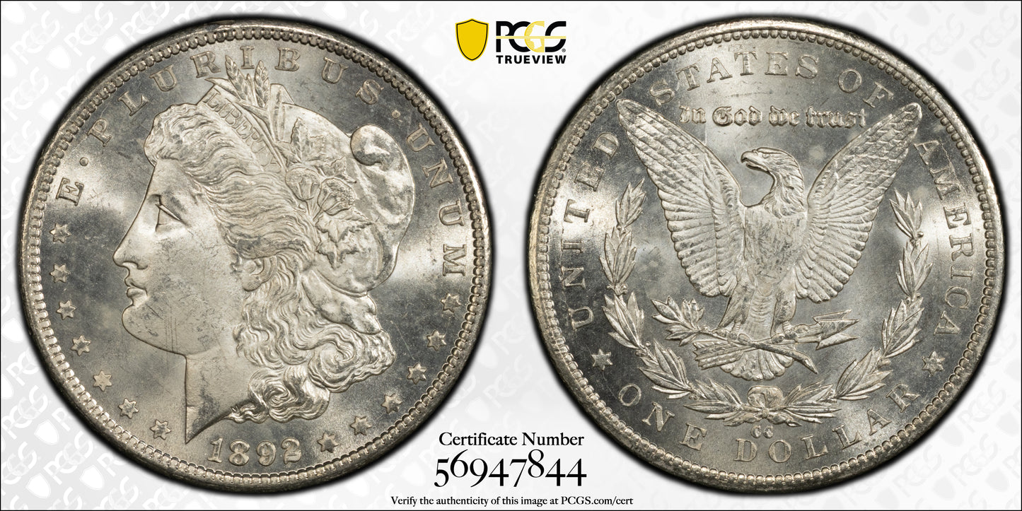 1892-CC Morgan Dollar $1 PCGS MS65