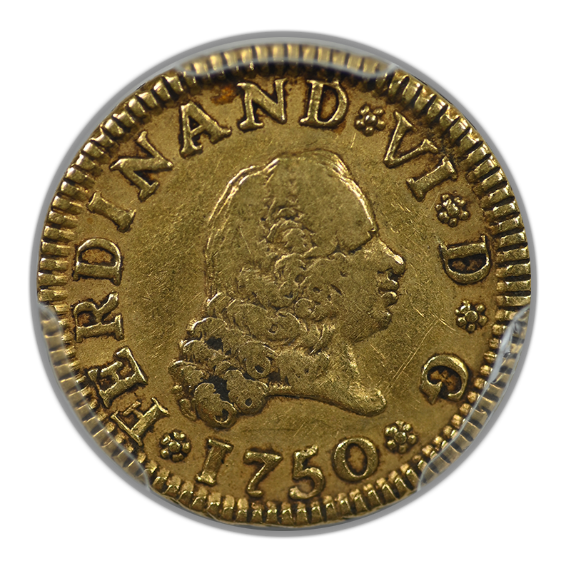 1750-M JB Spain Gold 1/2E Escudo PCGS VF30
