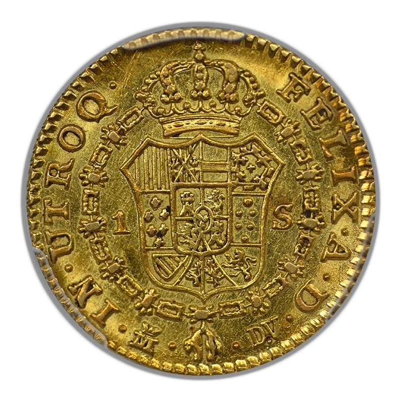 1787-M DV Spain Gold 1E Escudo PCGS AU58 Calico-1370