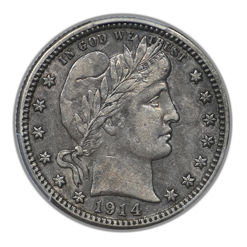 1914-S Barber Quarter 25C PCGS AU50