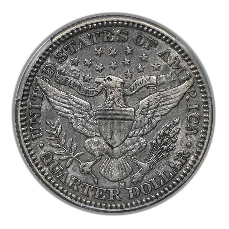1914-S Barber Quarter 25C PCGS AU50