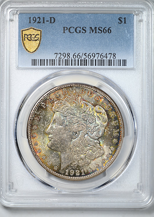 1921-D Morgan Dollar $1 PCGS MS66 - TONED!
