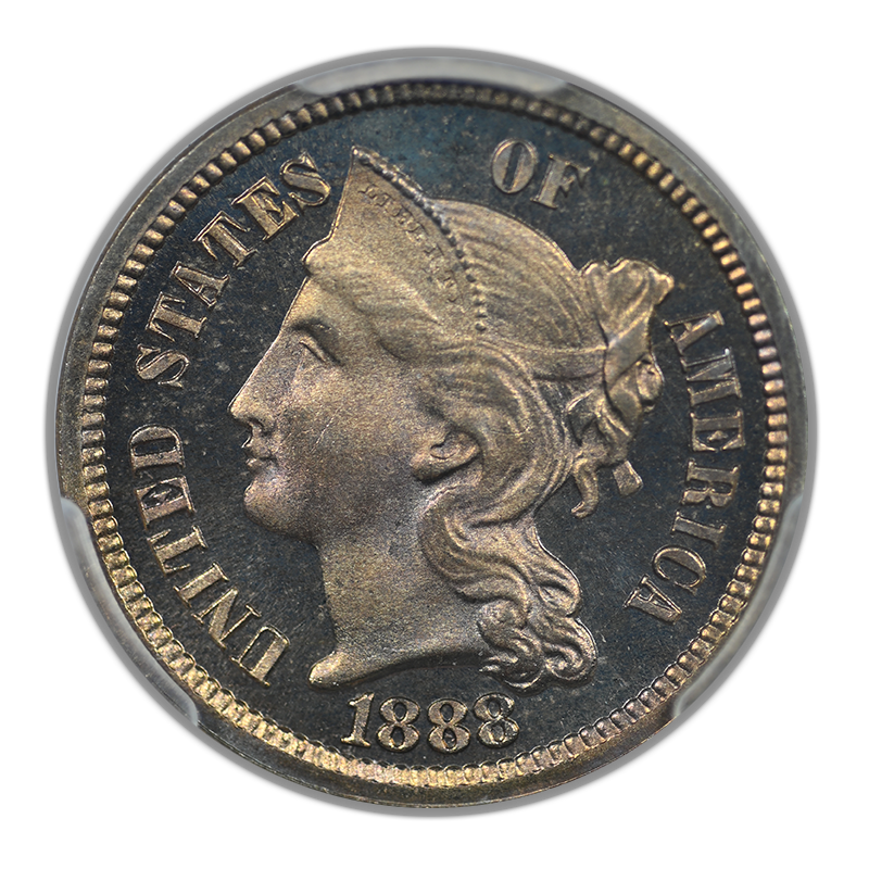 1888 Proof Three Cent Nickel Piece 3CN PCGS PR66