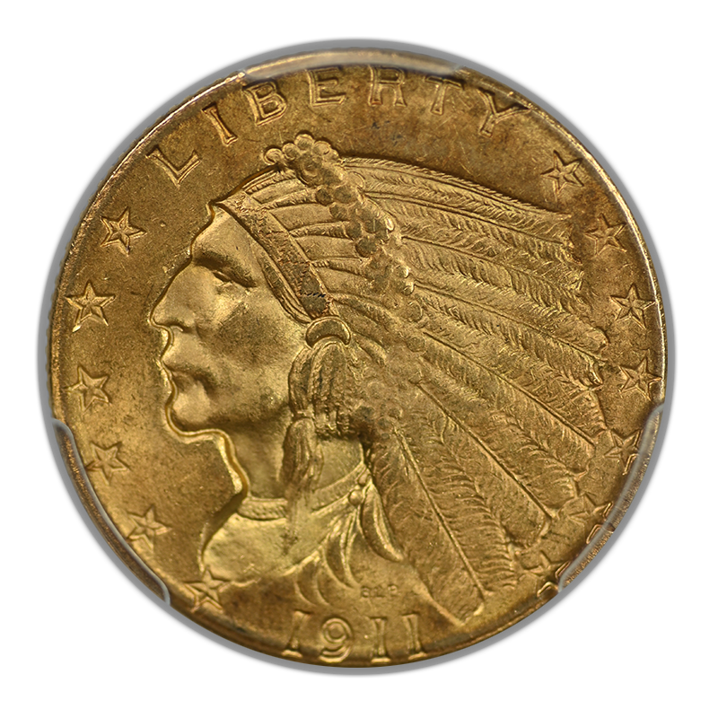1911 Indian Head Gold Quarter Eagle $2.50 PCGS MS64