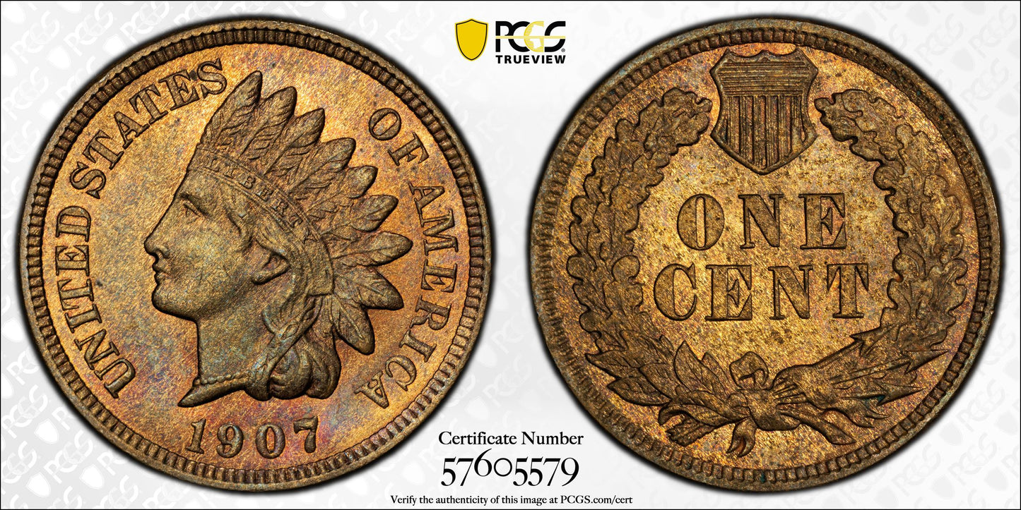 1907 Indian Head Cent 1C PCGS MS64BN