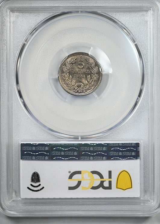 1928-So Doubled Die Reverse Chile 5C Centavos PCGS MS65 DDR