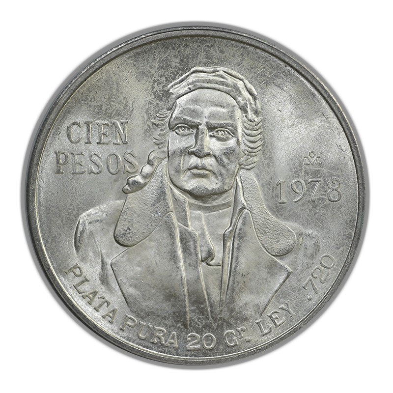 1978-Mo Doubled Die Obverse Mexico Silver 100P Cien Pesos PCGS MS65 KM-483.2 DDO