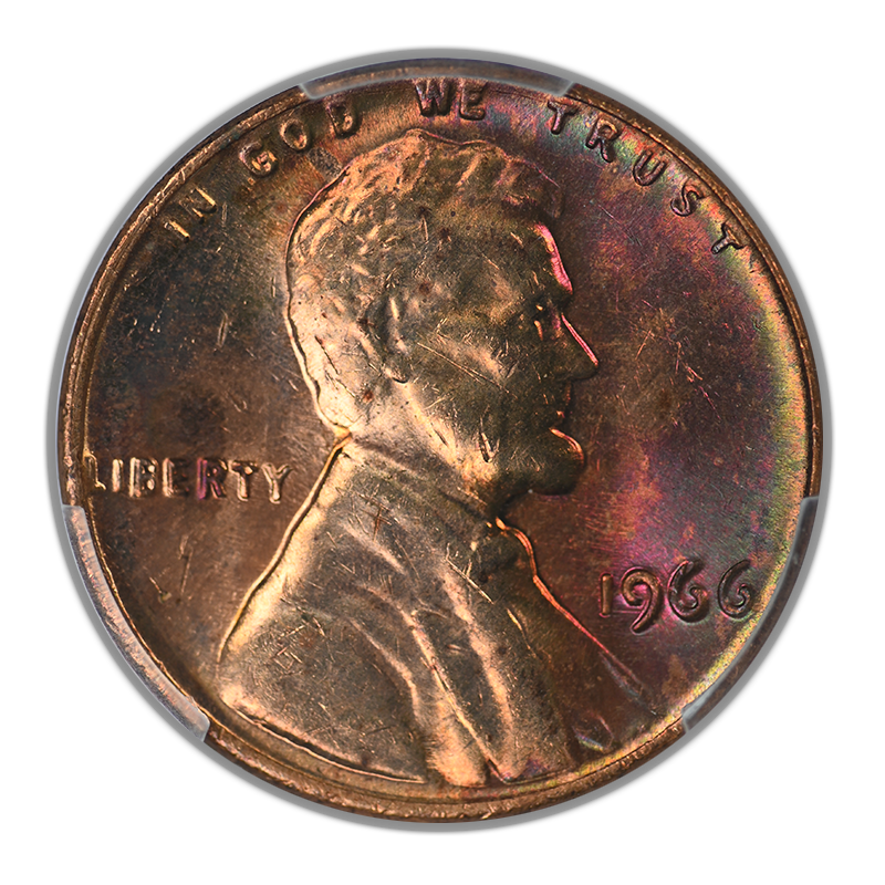 1966 Lincoln Memorial Cent 1C PCGS MS63RB - TONED!
