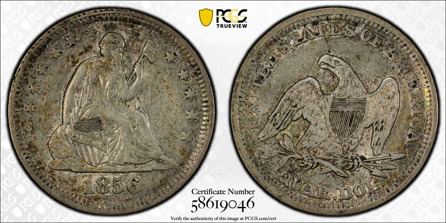 1856 Liberty Seated Quarter 25C PCGS AU50