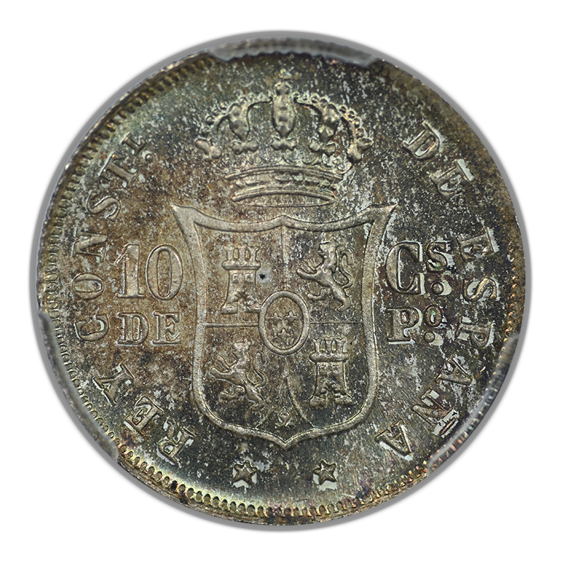 1885 Spanish Philippines 10C Centimos PCGS MS66 - TONED!